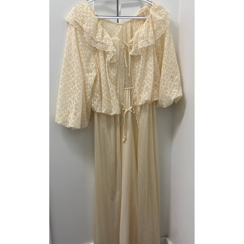 Vintage Sears Best Peignoir Robe Only No Size Tag est. Medium Nylon Lace